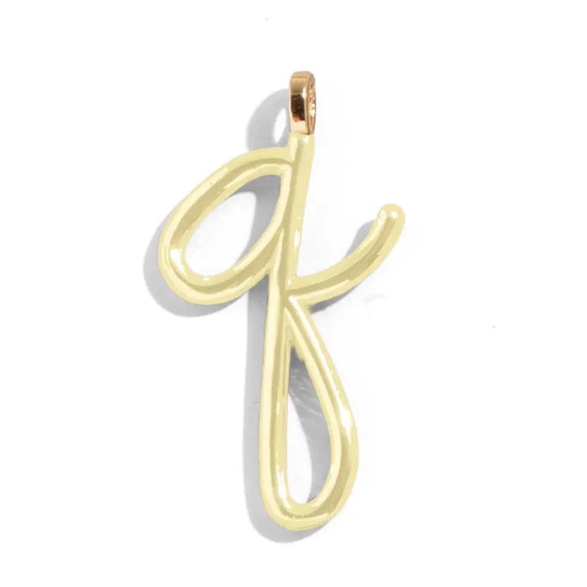 Custom Butter Yellow Enamel Script Letter Charm - Q sold by BaubleBar