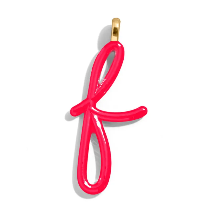 Custom Cherry Red Enamel Script Letter Charm - F sold by BaubleBar