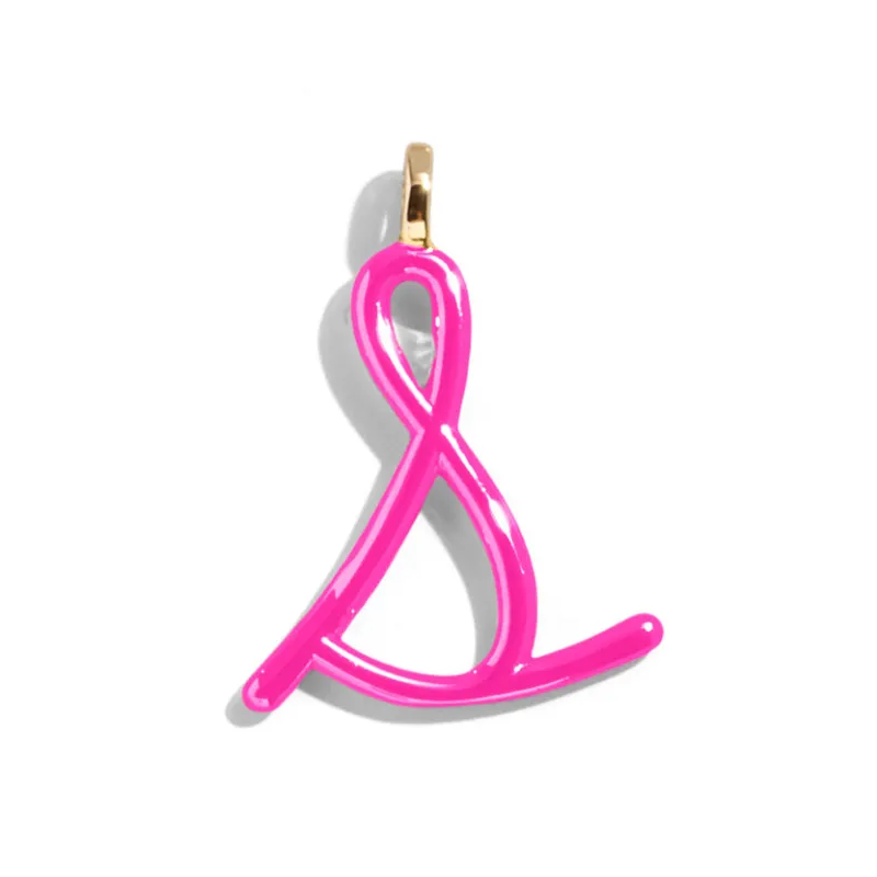 Custom Hot Pink Enamel Script Letter Charm - S sold by BaubleBar