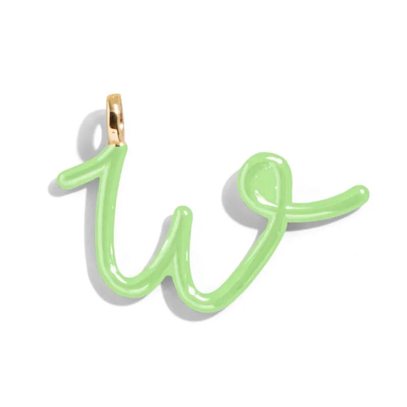 Custom Matcha Green Enamel Script Letter Charm - W sold by BaubleBar
