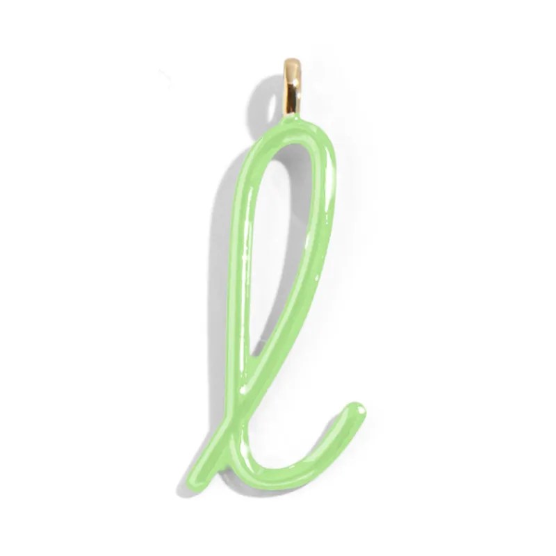 Custom Matcha Green Enamel Script Letter Charm - L sold by BaubleBar