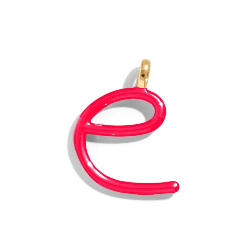 Custom Cherry Red Enamel Script Letter Charm - E sold by BaubleBar