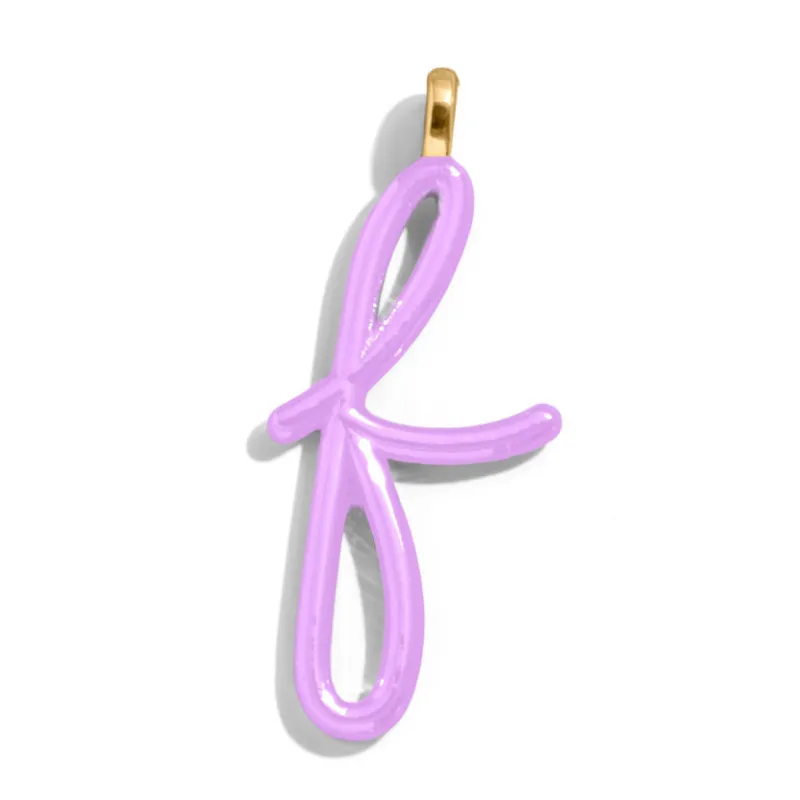 Custom Lilac Enamel Script Letter Charm - F made by BaubleBar