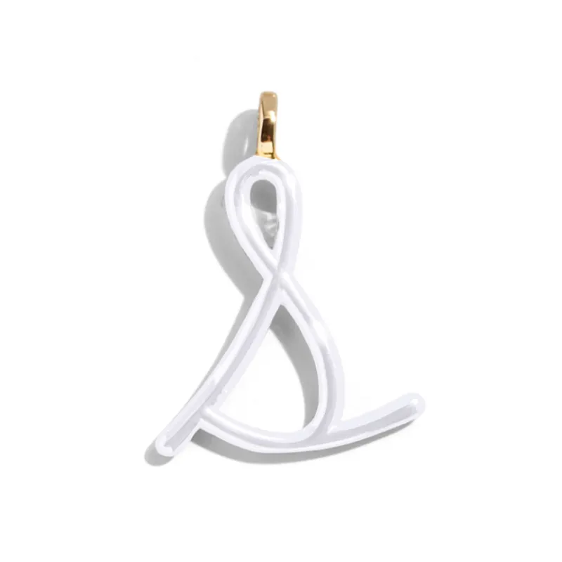 Custom Pure White Enamel Script Letter Charm - S sold by BaubleBar