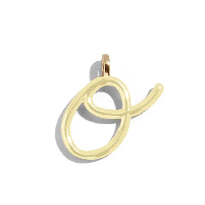 Custom Butter Yellow Enamel Script Letter Charm - O sold by BaubleBar