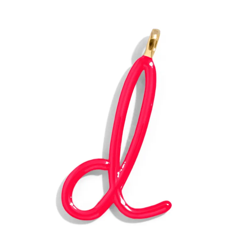 Custom Cherry Red Enamel Script Letter Charm - D sold by BaubleBar