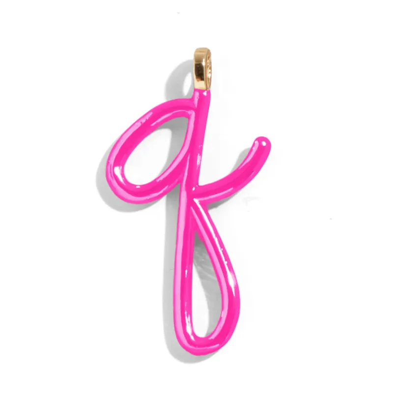 Custom Hot Pink Enamel Script Letter Charm - Q sold by BaubleBar