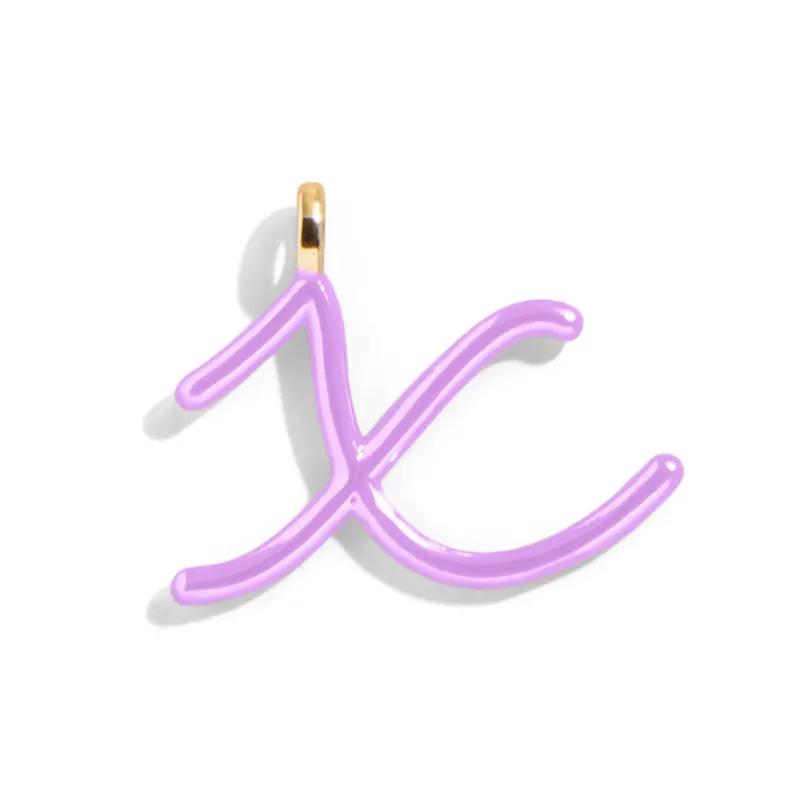 Custom Lilac Enamel Script Letter Charm - X sold by BaubleBar