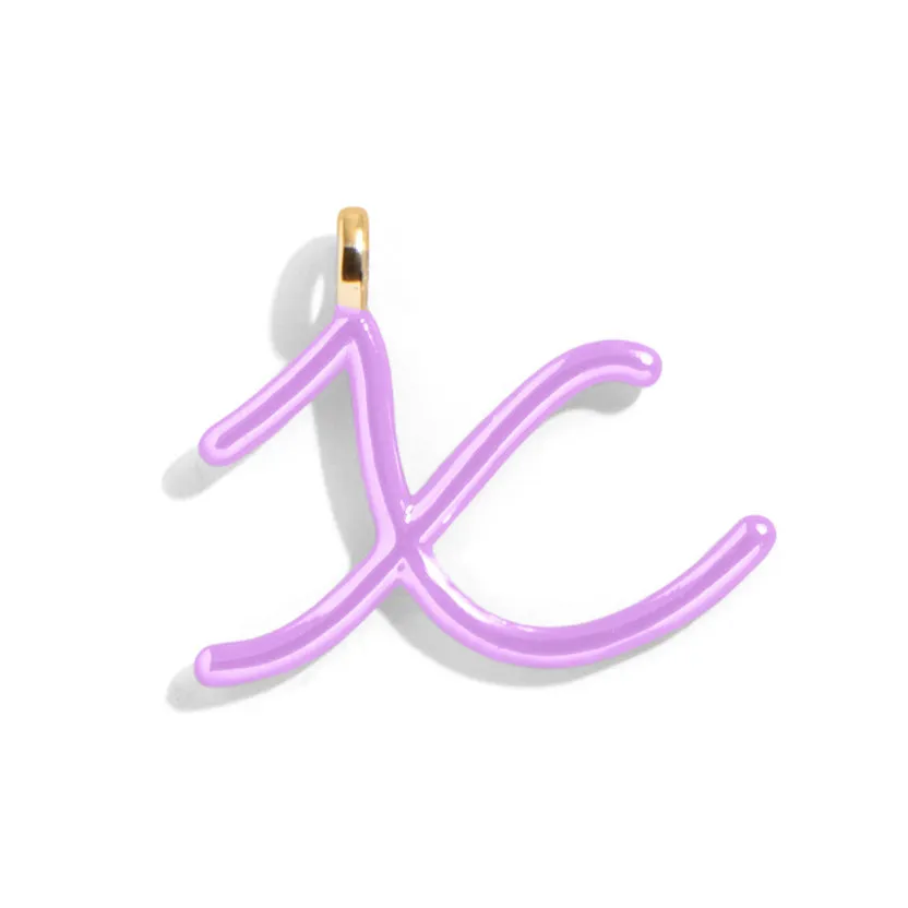 Custom Lilac Enamel Script Letter Charm - X sold by BaubleBar