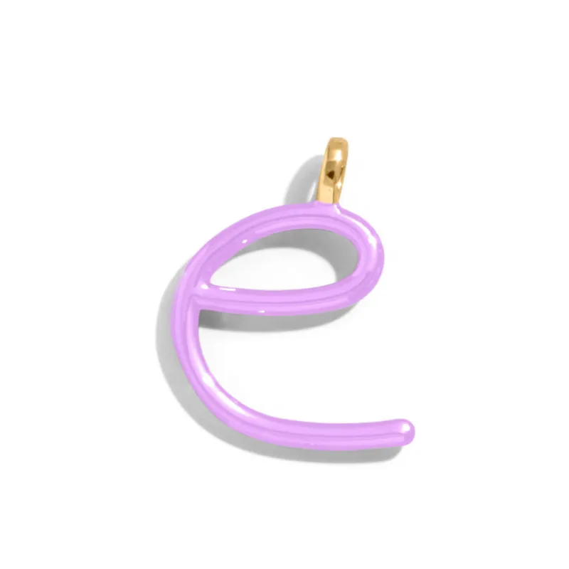 Custom Lilac Enamel Script Letter Charm - E sold by BaubleBar