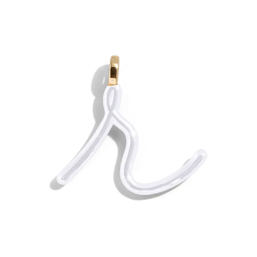 Custom Pure White Enamel Script Letter Charm - R sold by BaubleBar
