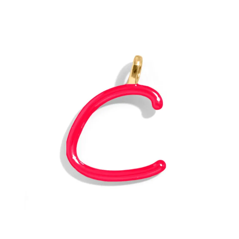 Custom Cherry Red Enamel Script Letter Charm - C sold by BaubleBar