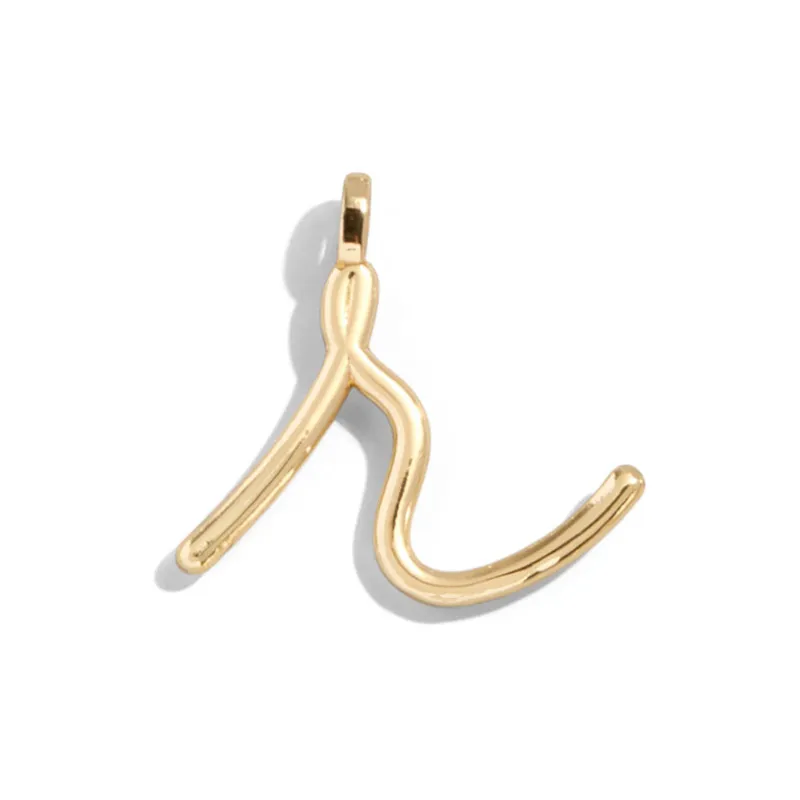 Custom Gold Enamel Script Letter Charm - R sold by BaubleBar