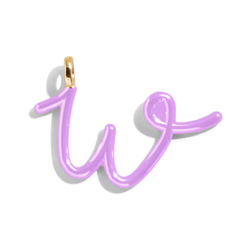 Custom Lilac Enamel Script Letter Charm - W sold by BaubleBar