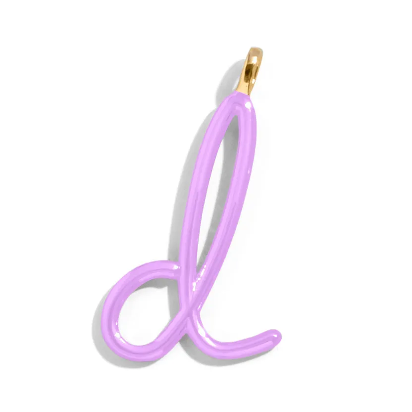 Custom Lilac Enamel Script Letter Charm - D sold by BaubleBar
