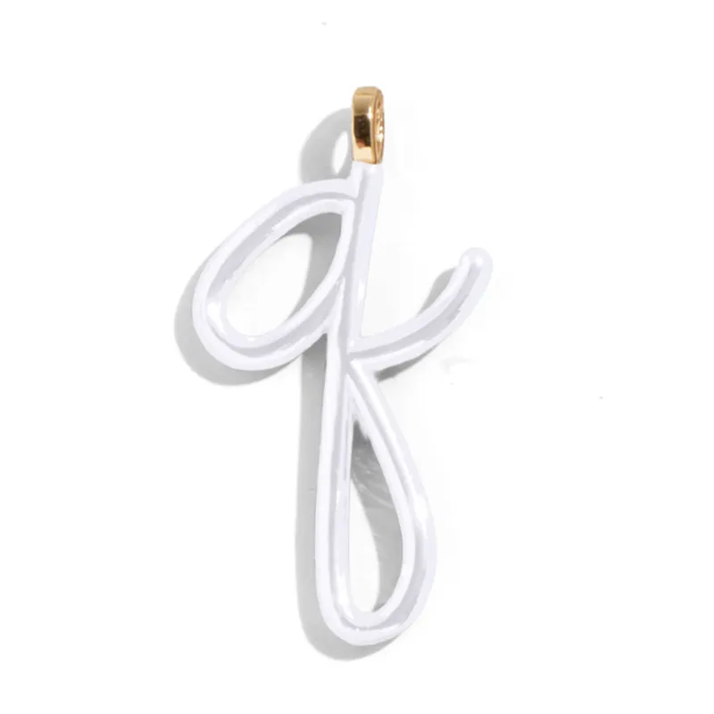 Custom Pure White Enamel Script Letter Charm - Q sold by BaubleBar