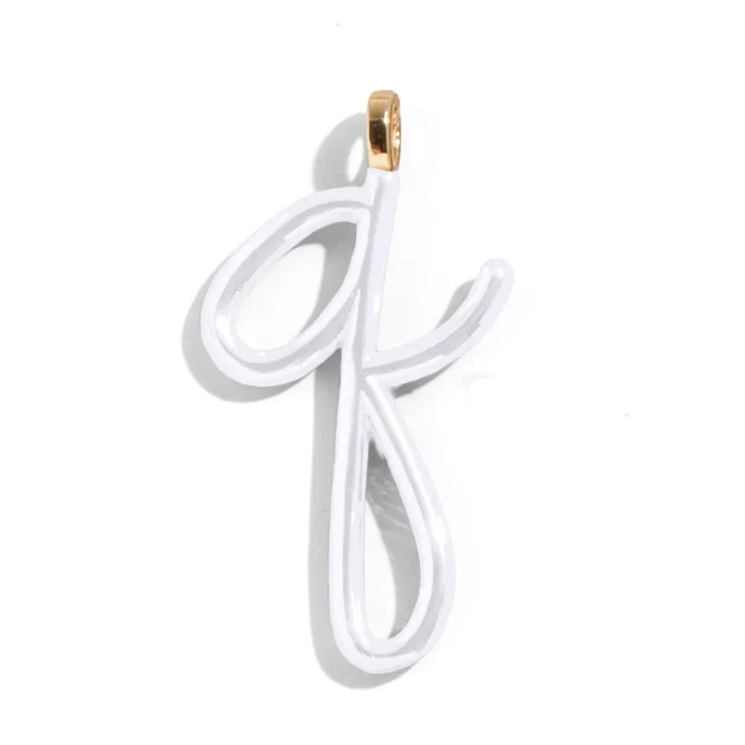 Custom Pure White Enamel Script Letter Charm - Q sold by BaubleBar