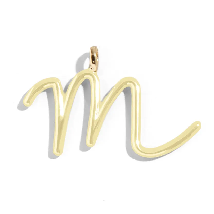 Custom Butter Yellow Enamel Script Letter Charm - M sold by BaubleBar