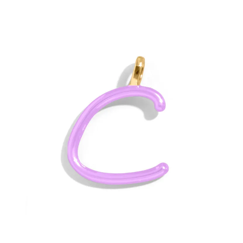 Custom Lilac Enamel Script Letter Charm - C sold by BaubleBar