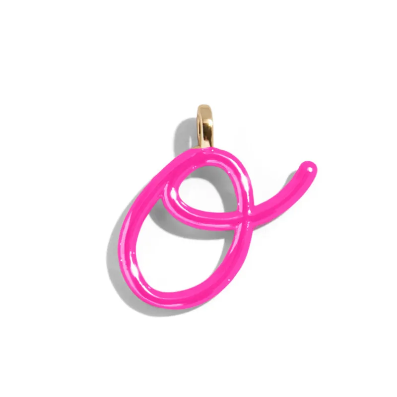 Custom Hot Pink Enamel Script Letter Charm - O sold by BaubleBar