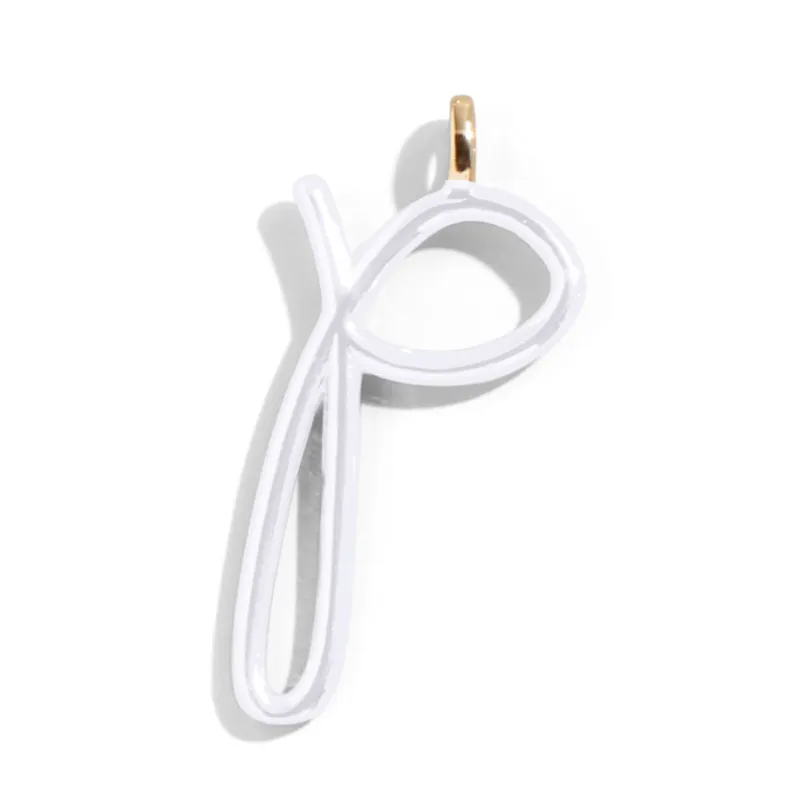 Custom Pure White Enamel Script Letter Charm - P sold by BaubleBar