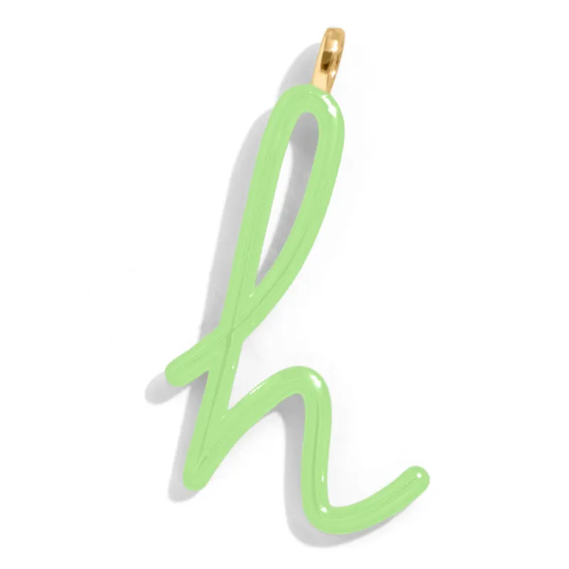 Custom Matcha Green Enamel Script Letter Charm - H sold by BaubleBar