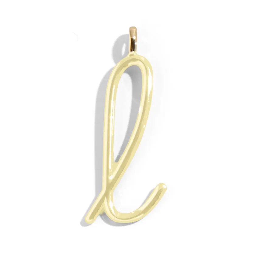 Custom Butter Yellow Enamel Script Letter Charm - L sold by BaubleBar
