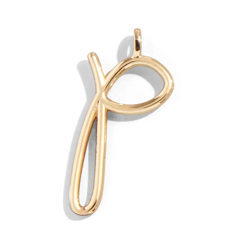 Custom Gold Enamel Script Letter Charm - P sold by BaubleBar