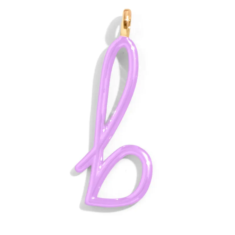 Custom Lilac Enamel Script Letter Charm - B sold by BaubleBar
