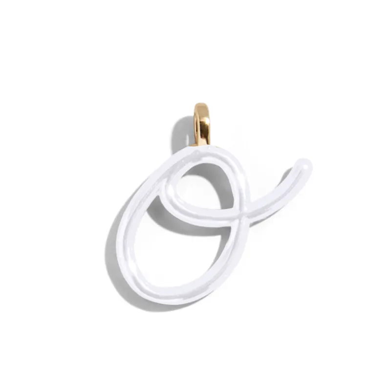 Custom Pure White Enamel Script Letter Charm - O sold by BaubleBar