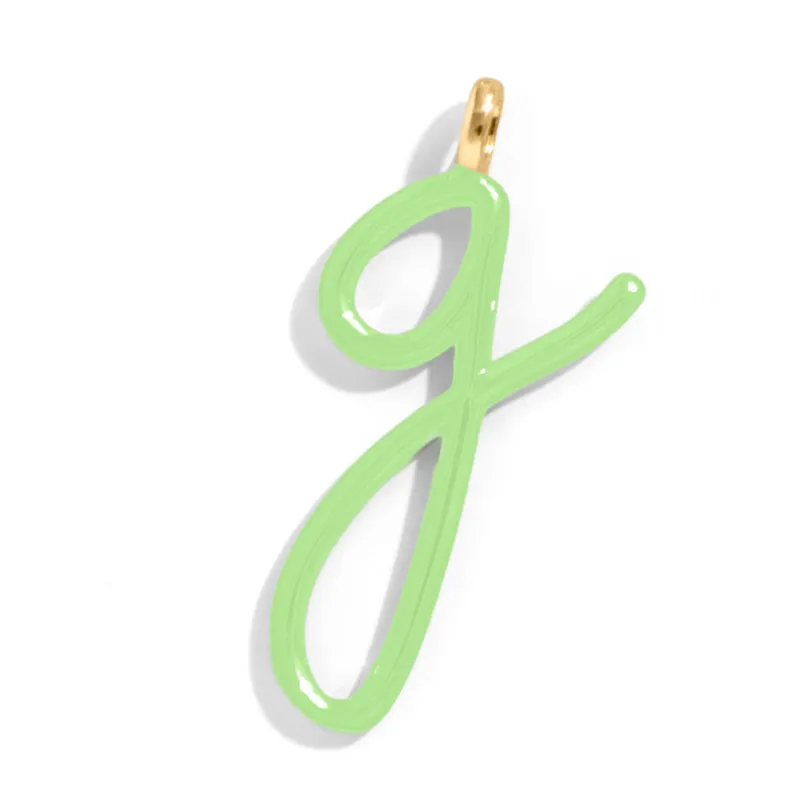 Custom Matcha Green Enamel Script Letter Charm - G sold by BaubleBar