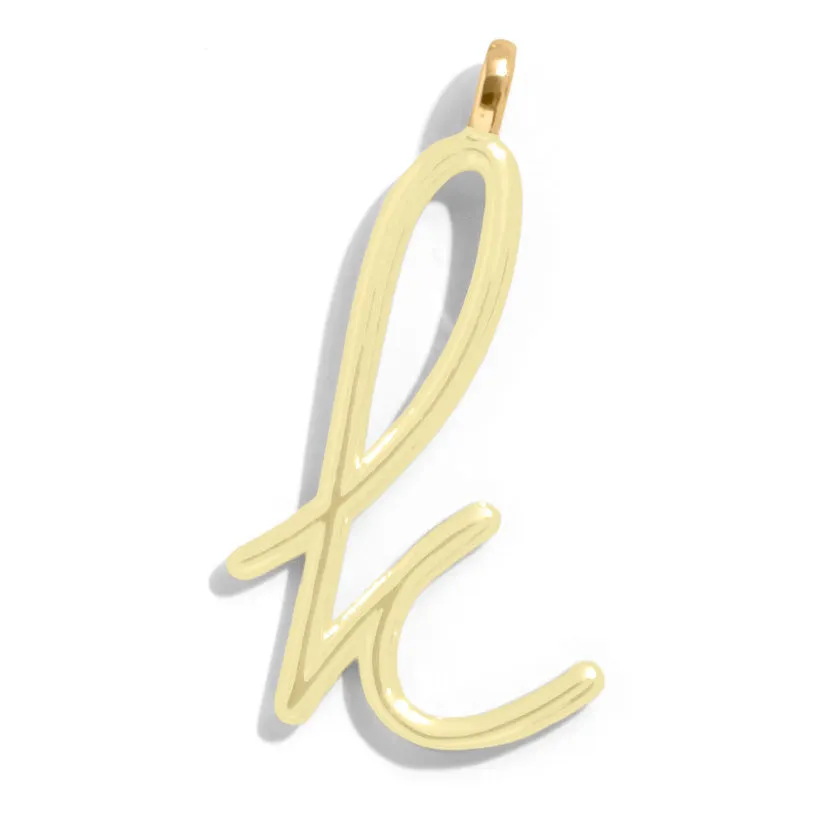 Custom Butter Yellow Enamel Script Letter Charm - K sold by BaubleBar