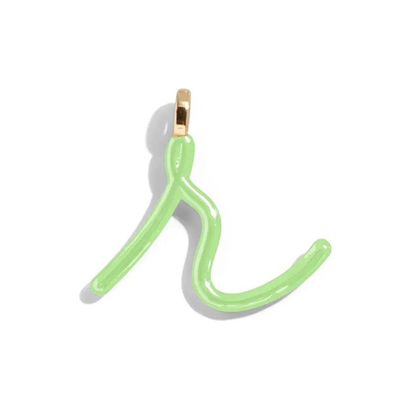 Custom Matcha Green Enamel Script Letter Charm - R sold by BaubleBar