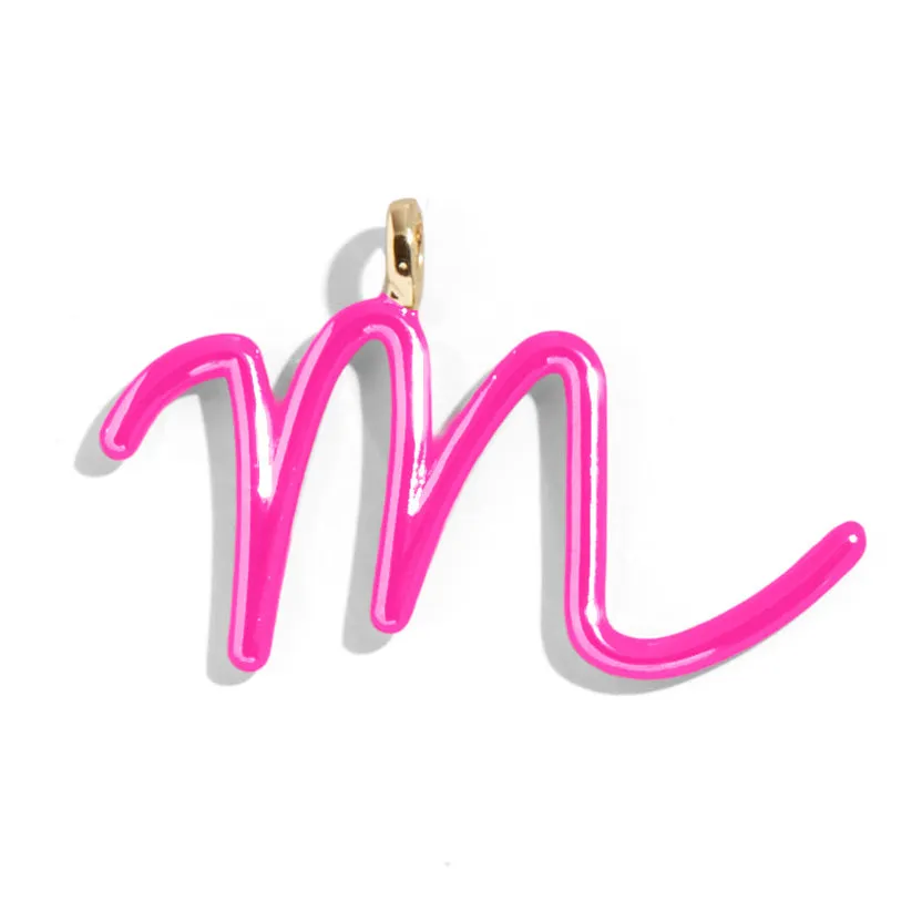 Custom Hot Pink Enamel Script Letter Charm - M sold by BaubleBar