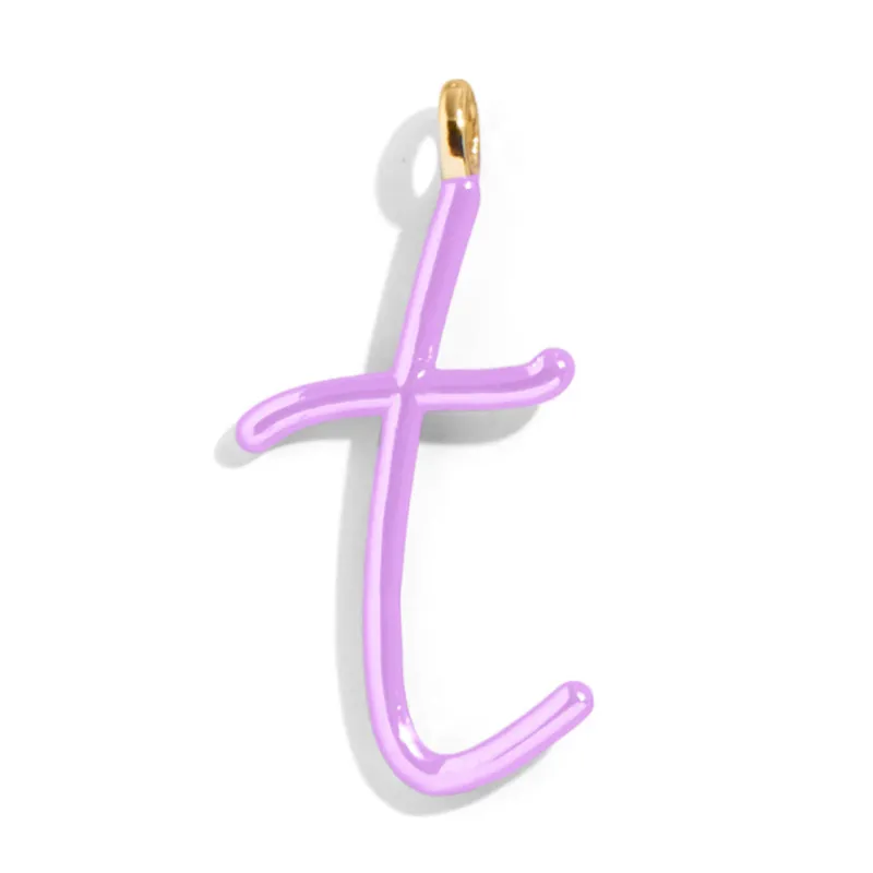Custom Lilac Enamel Script Letter Charm - T sold by BaubleBar