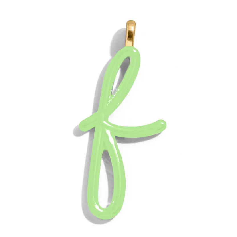 Custom Matcha Green Enamel Script Letter Charm - F sold by BaubleBar