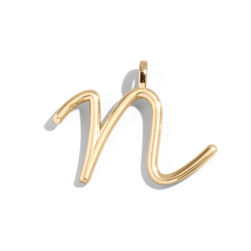 Custom Gold Enamel Script Letter Charm - N sold by BaubleBar