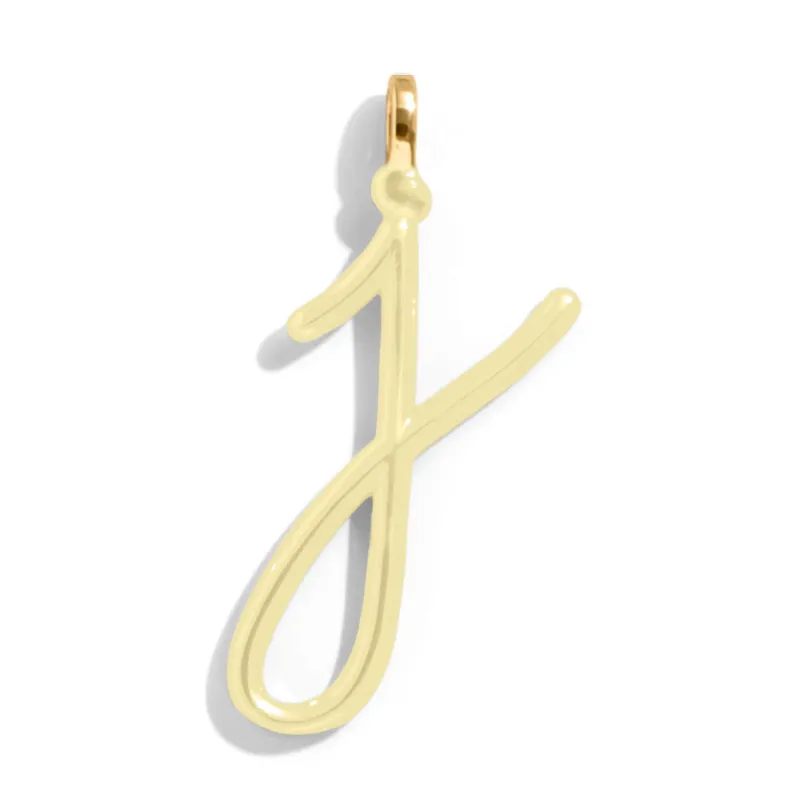 Custom Butter Yellow Enamel Script Letter Charm - J sold by BaubleBar
