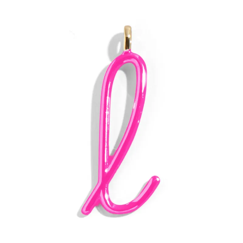 Custom Hot Pink Enamel Script Letter Charm - L sold by BaubleBar