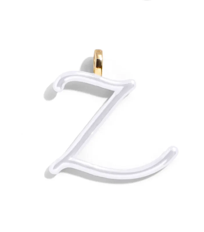 Custom Pure White Enamel Script Letter Charm - Z sold by BaubleBar