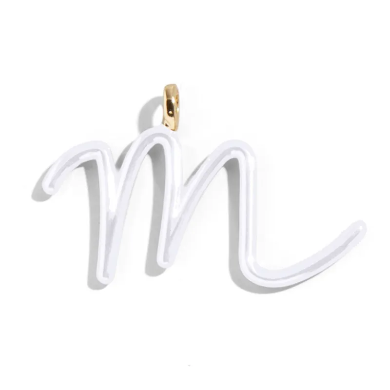 Custom Pure White Enamel Script Letter Charm - M made by BaubleBar