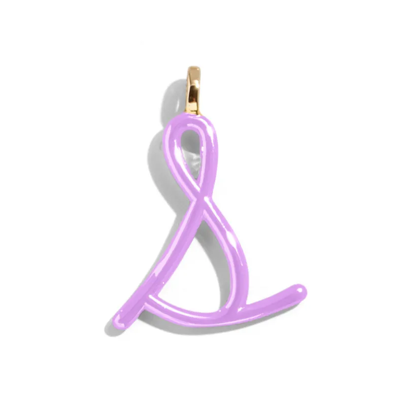 Custom Lilac Enamel Script Letter Charm - S sold by BaubleBar