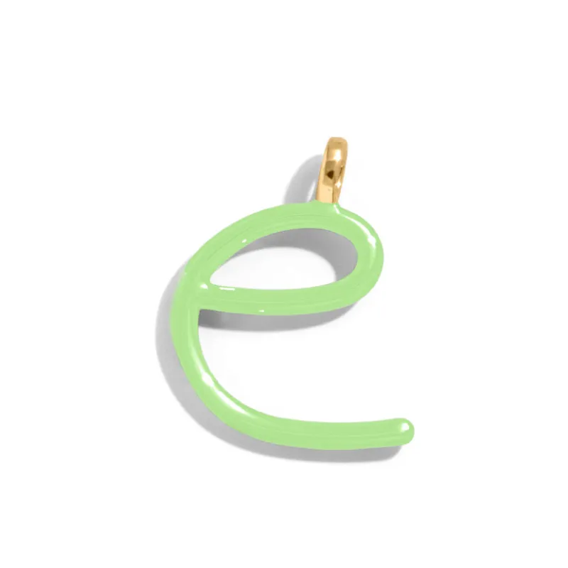 Custom Matcha Green Enamel Script Letter Charm - E sold by BaubleBar