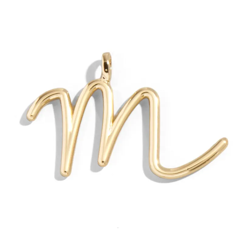Custom Gold Enamel Script Letter Charm - M sold by BaubleBar