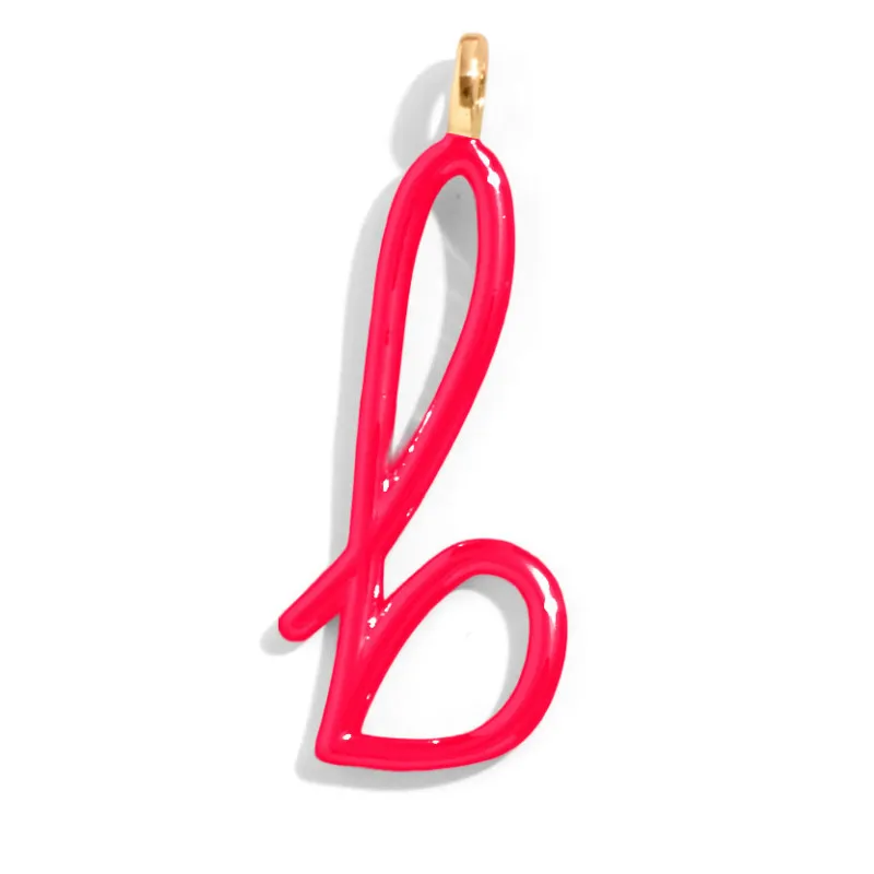 Custom Cherry Red Enamel Script Letter Charm - B sold by BaubleBar