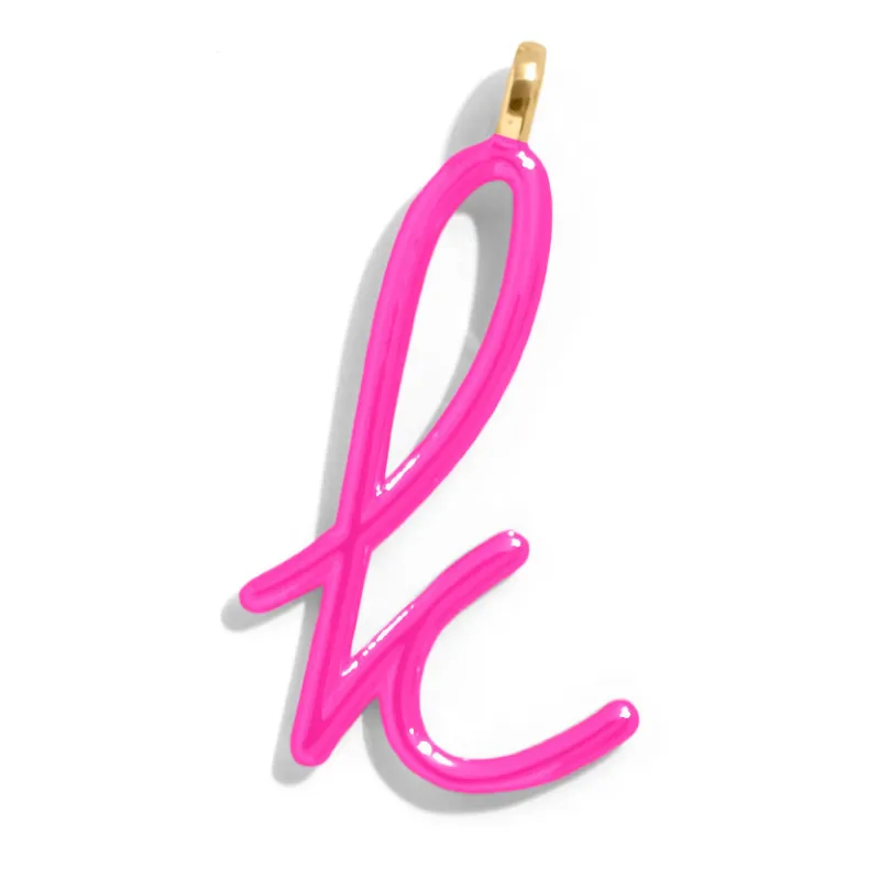 Custom Hot Pink Enamel Script Letter Charm - K sold by BaubleBar