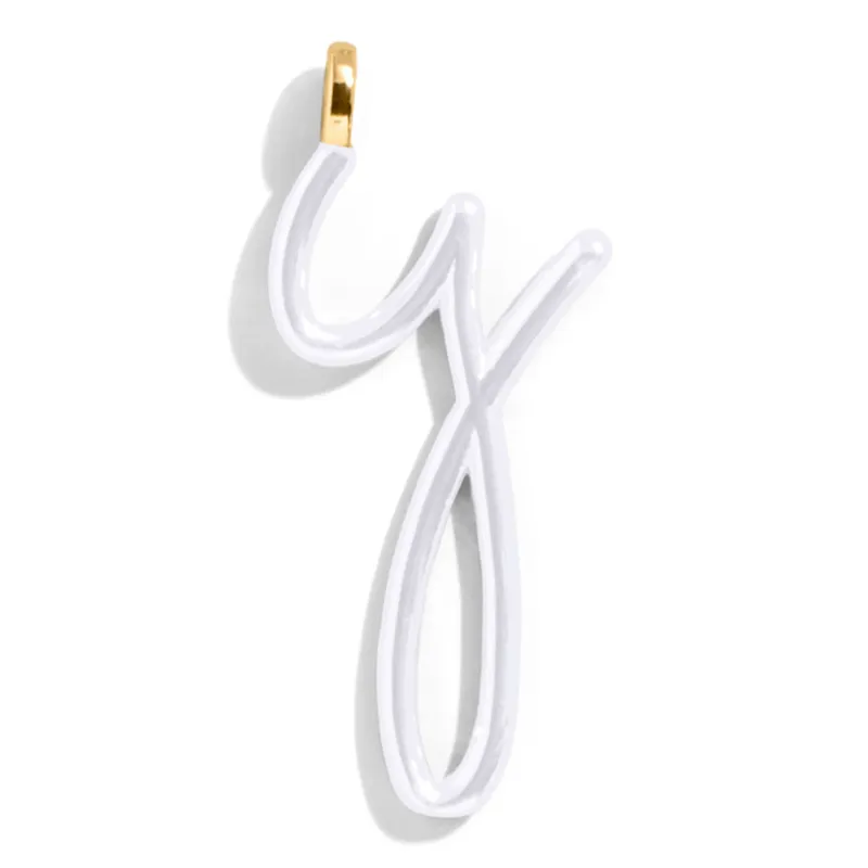 Custom Pure White Enamel Script Letter Charm - Y sold by BaubleBar