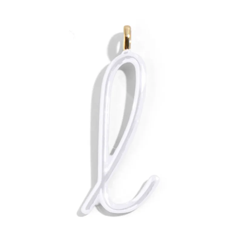 Custom Pure White Enamel Script Letter Charm - L sold by BaubleBar