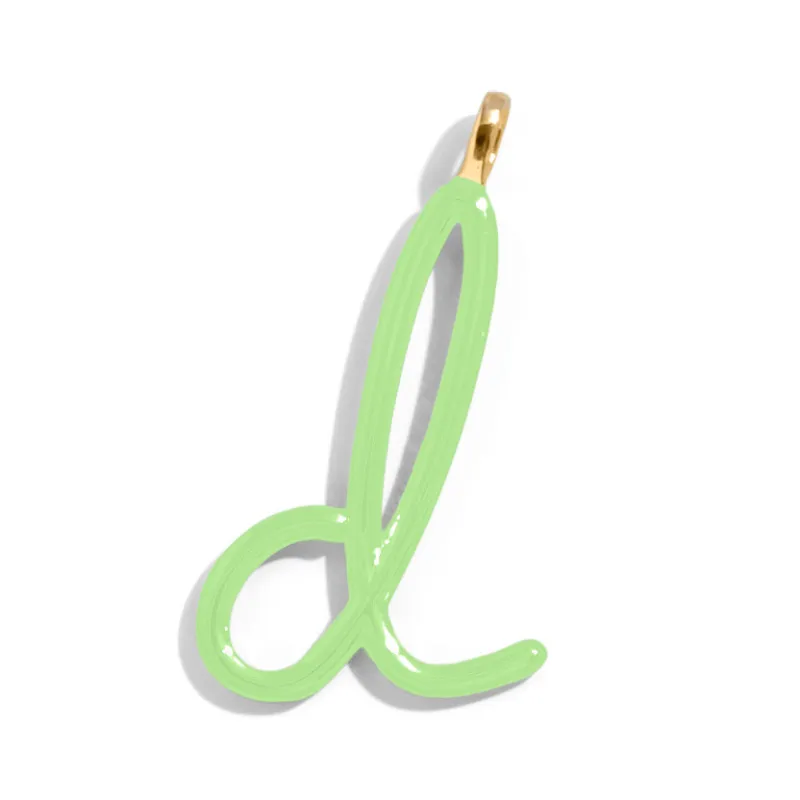 Custom Matcha Green Enamel Script Letter Charm - D sold by BaubleBar