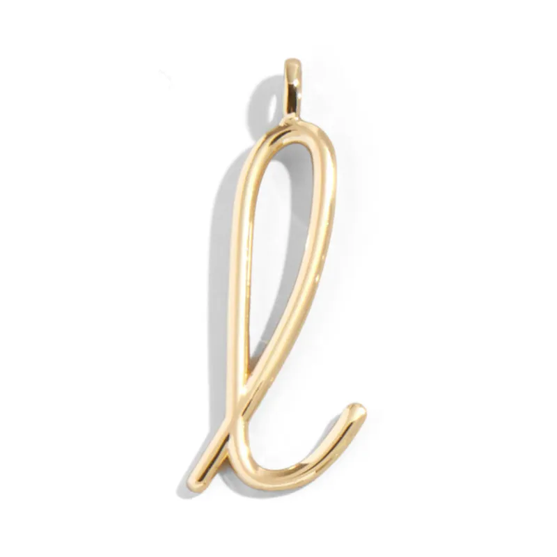 Custom Gold Enamel Script Letter Charm - L sold by BaubleBar